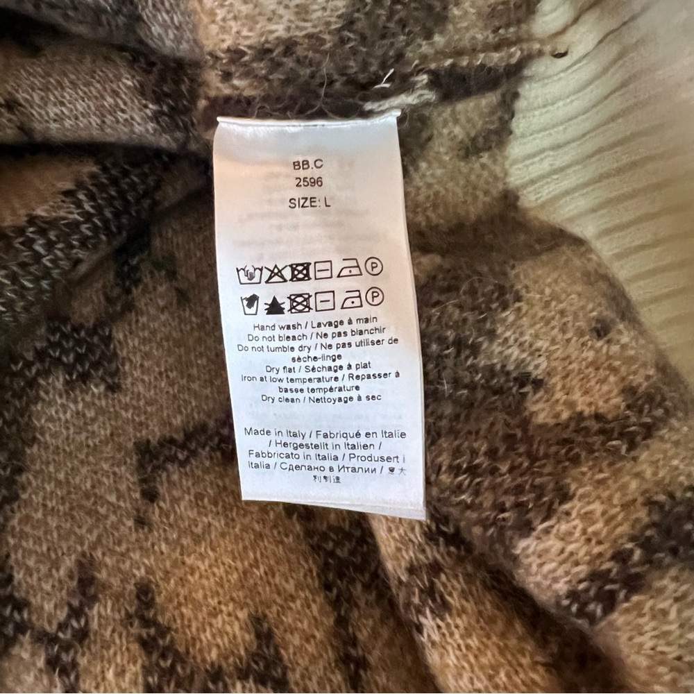 Ganni Leopard Print Crew Neck Sweater - Brown and Cream - Picture 8 of 9